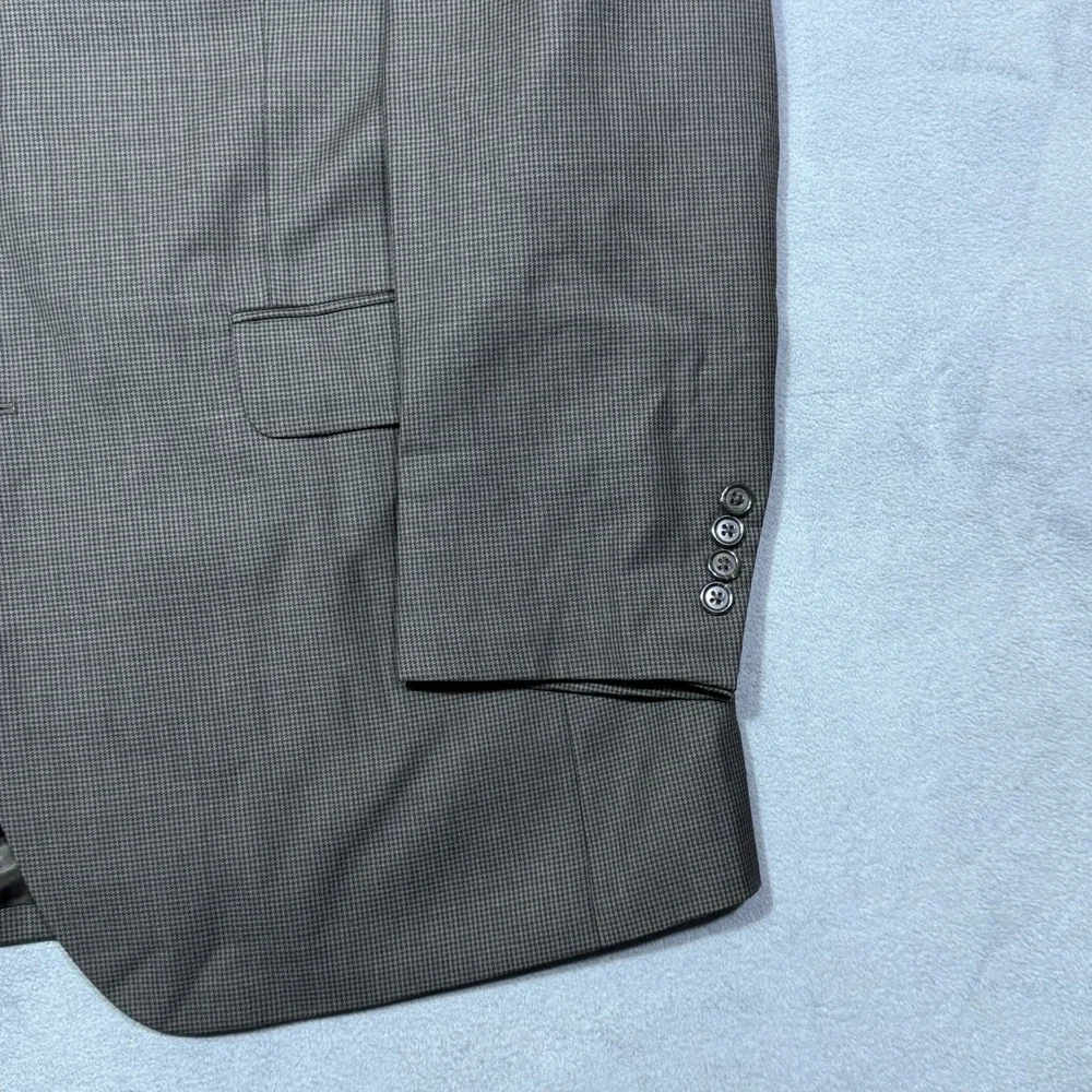 Jos A Bank Blazer Mens 44L Black Brown Micro-Houndstooth 100% Wool Sport Coat